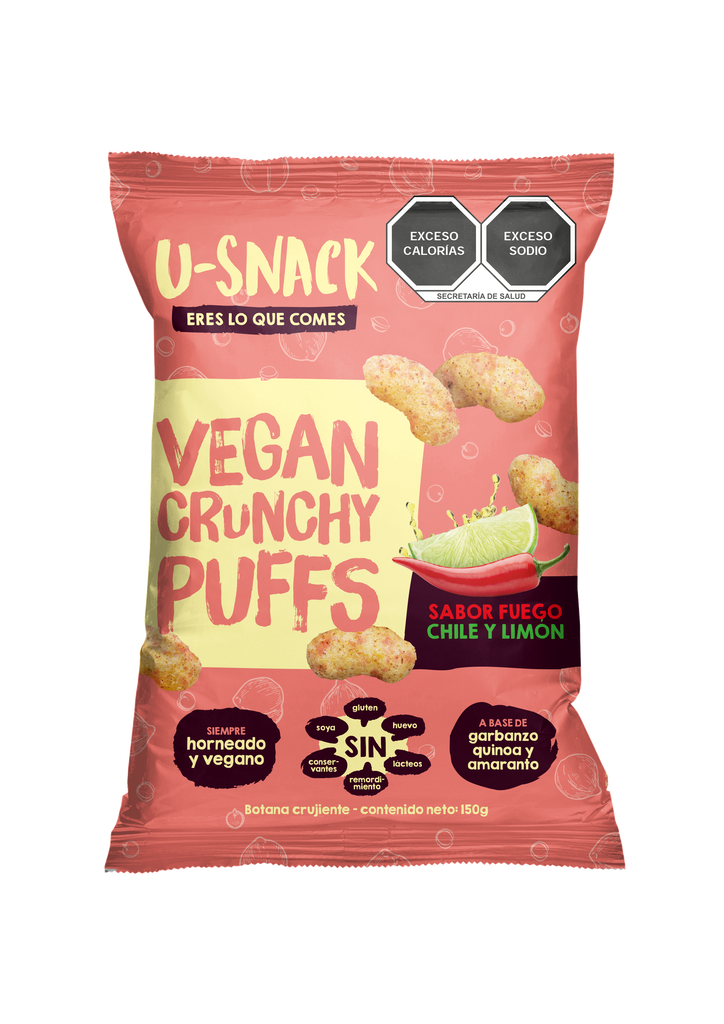 Vegan Crunchy Puff Sabor: Chile Limón U-SNACK
